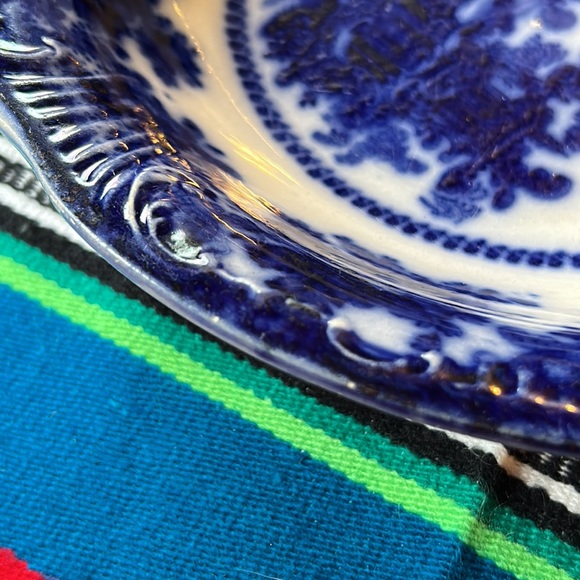 Antique Wm. Adams & Co. "Fairy Villas" Flow Blue 10 Inch Round Bowl - Picture 7 of 11